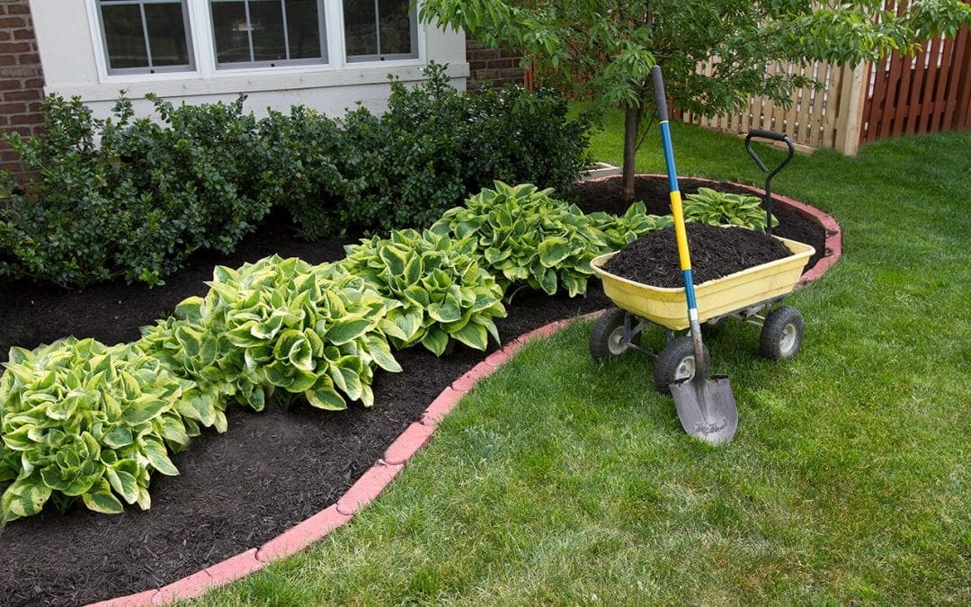 summertime home maintenance includes mulching the garden beds